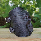 Handcrafted Genuine Vegetal Black Leather Embossed Skull Design Cuff - Unisex Cool Gift Skull Leather Bracelet Wristband