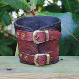 Handcrafted XXL Genuine Vegetal Leather Brown-Black Embossed Skull Design Cuff Unique Unisex Gift Skull Leather Bracelet Wristband