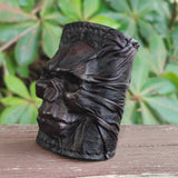 Made To Order-Handcrafted Medium Size Black Vegetal Leather Embossed Skull Design Cuff, Unique Gift Skull Leather Bracelet-Wristband