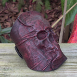 Handcrafted Medium Genuine Vegetal Black and Maroon Leather Embossed Skull Design Cuff-Unisex Cool Gift Skull Leather Bracelet Wristband