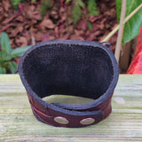 Handcrafted Medium Genuine Vegetal Black and Maroon Leather Embossed Skull Design Cuff-Unisex Cool Gift Skull Leather Bracelet Wristband
