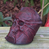 Handcrafted Medium Genuine Vegetal Black and Maroon Leather Embossed Skull Design Cuff-Unisex Cool Gift Skull Leather Bracelet Wristband