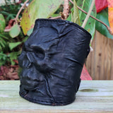 Handcrafted Genuine Vegetal Black Leather Embossed Skull Design Cuff-Unisex Cool Gift Skull Leather Bracelet Wristband