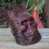 Handcrafted Genuine Vegetal Rustic Maroon Leather Embossed Skull Design Cuff-Unisex Cool Gift Skull Leather Bracelet Wristband