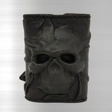 Handcrafted XL Genuine Vegetal Leather Black Color Embossed Skull Design Cuff Unique Unisex Gift Skull Leather Bracelet Wristband
