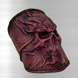Handcrafted Genuine Vegetal Rustic Maroon Color Leather Embossed Skull Design Cuff-Unisex Cool Gift Skull Leather Bracelet Wristband