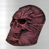 Handcrafted Genuine Vegetal Rustic Maroon Color Leather Embossed Skull Design Cuff-Unisex Cool Gift Skull Leather Bracelet Wristband