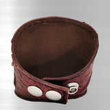 Handcrafted Genuine Vegetal Rustic Maroon Color Leather Embossed Skull Design Cuff-Unisex Cool Gift Skull Leather Bracelet Wristband