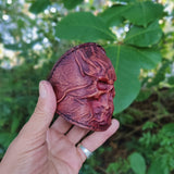 Handcrafted Genuine Vegetal Rustic Maroon Color Leather Embossed Skull Design Cuff-Unisex Cool Gift Skull Leather Bracelet Wristband