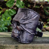 Made To Order-Handcrafted Rustic Color Genuine Leather Embossed Skull Design Cuff, Cool Unique Gift Skull Leather Bracelet-Biker's Wristband