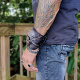 Made To Order-Handcrafted Rustic Color Genuine Leather Embossed Skull Design Cuff, Cool Unique Gift Skull Leather Bracelet-Biker's Wristband