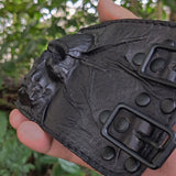 Made To Order-Handcrafted Genuine Black Vegetal Leather Embossed Skull Design Cuff, Cool Unique Lifestyle Gift Skull Leather Bracelet-Biker's Wristband