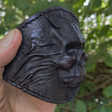 MADE TO ORDER-Handcrafted Genuine Vegetal Leather Black Skull Design Cuff-Unisex Gift Embossed Skull Leather Biker Wristband Bracelet