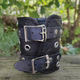 Made To Order-Handcrafted Genuine Black Leather Embossed Skull Design Cuff, Cool Unique Gift Chrome Eyelet Bracelet-Biker's Wristband
