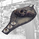 Handcrafted Genuine Vegetal Leather Rustic Gray Skull Design Cuff-Unisex Gift Embossed Skull-Cool Gift Leather Biker Wristband-Bracelet