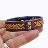 Boho Handcrafted Braided Brown Genuine Vegetal Leather Bracelet-Unique Gift Unisex Fashion Jewelry Cuff