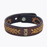 Boho Handcrafted Braided Brown Genuine Vegetal Leather Bracelet-Unique Gift Unisex Fashion Jewelry Cuff