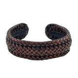 Boho Handcraft Braided Genuine Vegetal Leather Black Bracelet-Unisex Gift Fashion Leather Jewelry Cuff