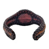 Boho Handcrafted Genuine Brown Braided Leather Bracelet with Gray Agate Stone-Unique Gift Fashion Jewelry Cuff