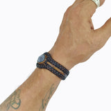 Boho Handcrafted Genuine Brown Braided Leather Bracelet with Gray Agate Stone-Unique Gift Fashion Jewelry Cuff