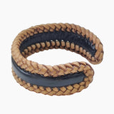 Boho Handcraft Braided Genuine Vegetal Leather Black and Tan Color Bracelet-Unisex Gift Fashion Leather Jewelry-Cuff