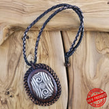 Boho Pewter and Leather Necklace (4095752503350)