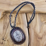 Boho Pewter and Leather Necklace (4095752503350)