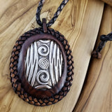 Boho Pewter and Leather Necklace (4095752503350)