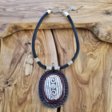 Boho Pewter and Leather Necklace (4095755812918)