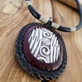 Boho Pewter and Leather Necklace (4095755812918)