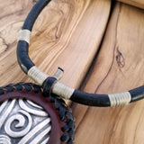 Boho Pewter and Leather Necklace (4095755812918)