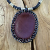 Boho Pewter and Leather Necklace (4095755812918)