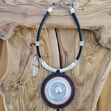 Boho Pewter and Leather Necklace (4095764824118)