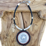 Boho Pewter and Leather Necklace (4095764824118)