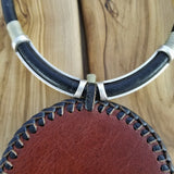 Boho Pewter and Leather Necklace (4095764824118)