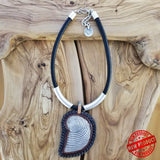 Boho Pewter and Leather Necklace (4095775047734)