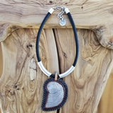 Boho Pewter and Leather Necklace (4095775047734)