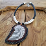 Boho Pewter and Leather Necklace (4095775047734)