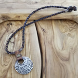 Boho Pewter and Leather Necklace (4095786385462)