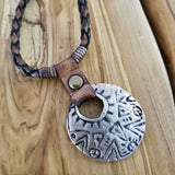 Boho Pewter and Leather Necklace (4095786385462)