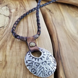Boho Pewter and Leather Necklace (4095786385462)