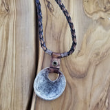 Boho Pewter and Leather Necklace (4095786385462)