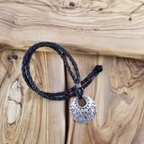 Boho Pewter and Leather Necklace (4095793266742)