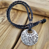 Boho Pewter and Leather Necklace (4095793266742)