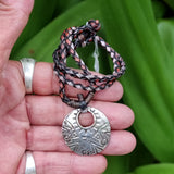Boho Handcrafted Vegetal Braided Leather Necklace with Silver Plated Charm-Unique Gift Unisex Fashion Jewelry