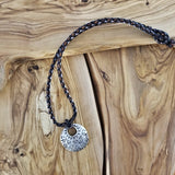 Boho Pewter and Leather Necklace (4095794610230)