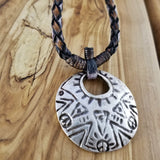 Boho Pewter and Leather Necklace (4095794610230)