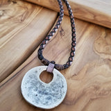 Boho Pewter and Leather Necklace (4095794610230)