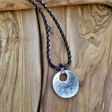 Boho Pewter and Leather Necklace (4095794610230)