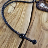 Boho Pewter and Leather Necklace (4095799230518)